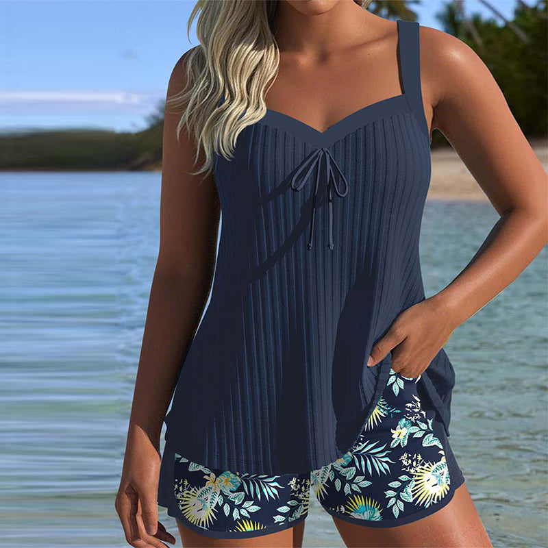 Tankini Randig - Elegant tvådelad strandshorts för en perfekt sommarstil