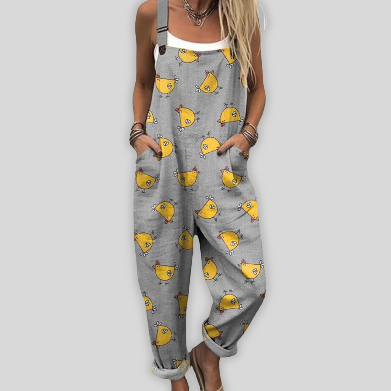 Zazalou™ - Elegant grå jumpsuit