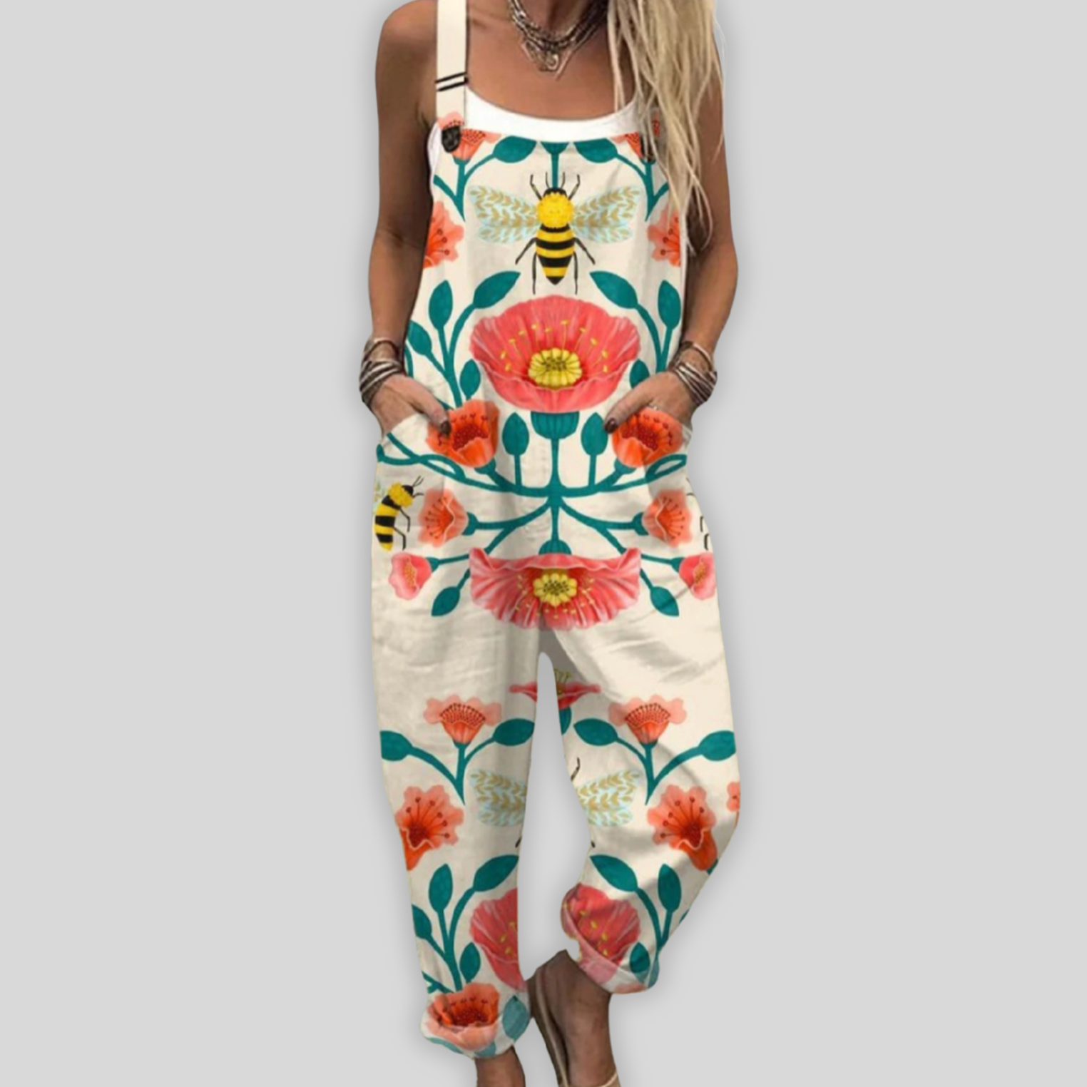 Zazalou™ - Chic jumpsuit – rosa blommönster