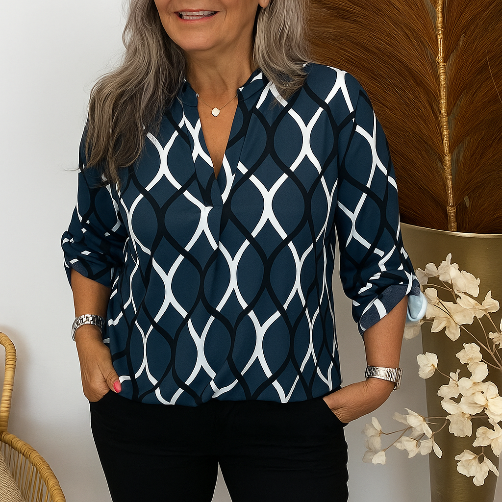Eva™ | Casual blus med långa ärmar och elegant mönster