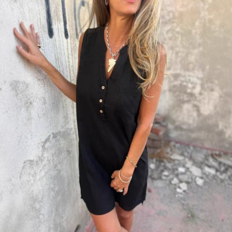 Olivia™ | Elegant Ärmklänning i Naturligt Linne och Bomull