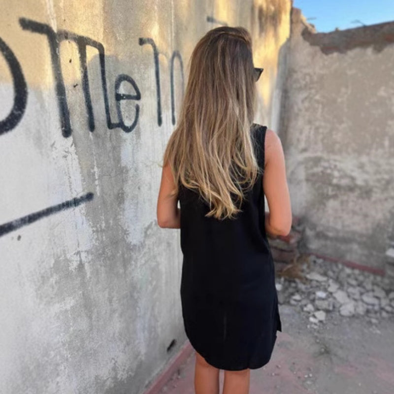 Olivia™ | Elegant Ärmklänning i Naturligt Linne och Bomull