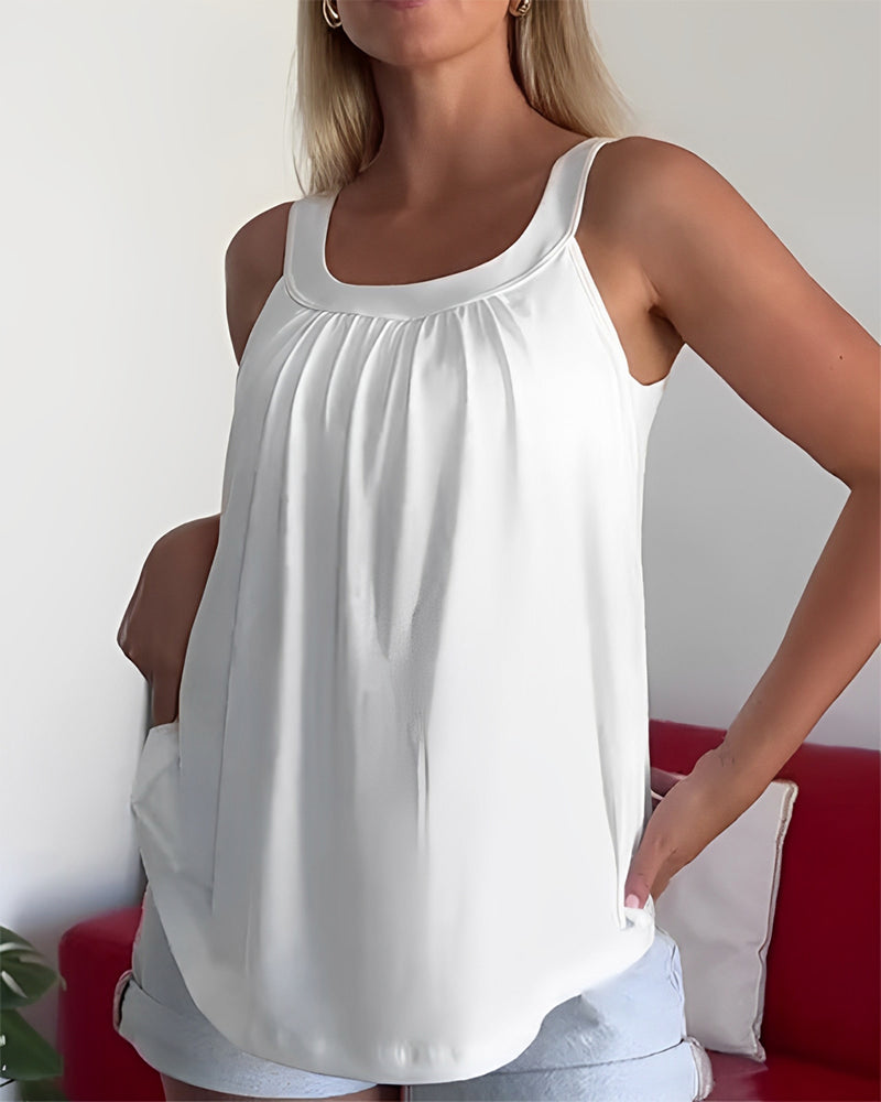 Tank Top Axelbandslös Plisserad Enfärgad