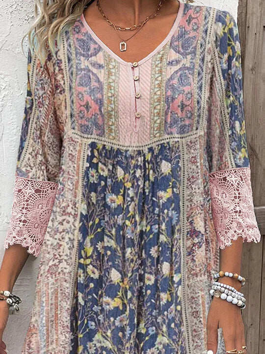 Eva™ | Boho-klänning med spetsdetaljer