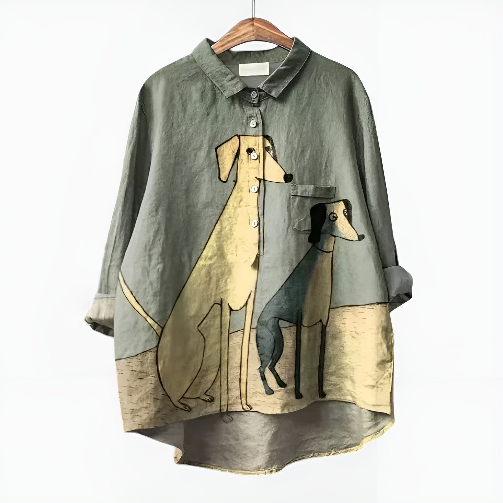 Ida | Oversized skjorta med hunddesign och vardagskomfort för en avslappnad look
